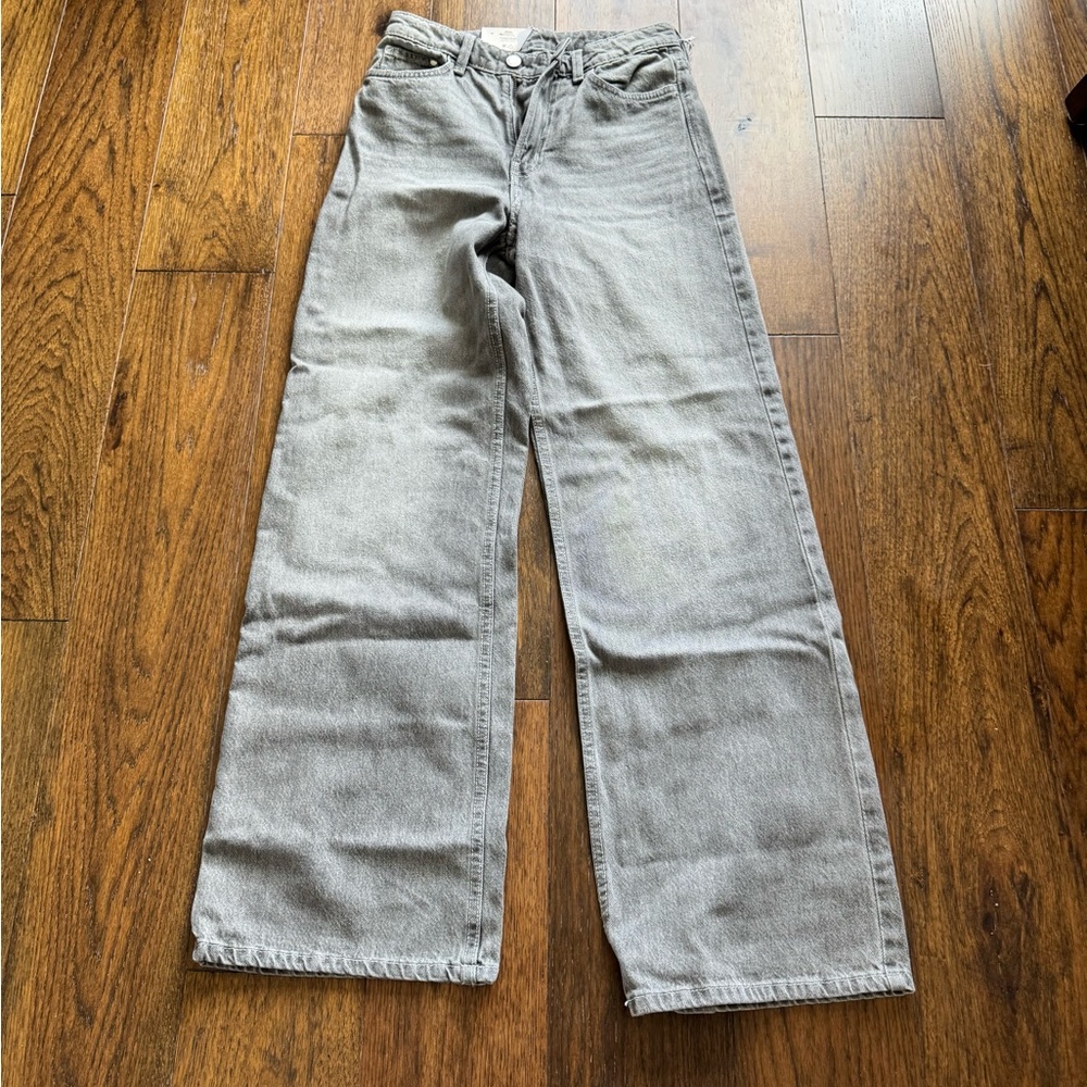 H&M Gray Flare Wide Leg Jeans